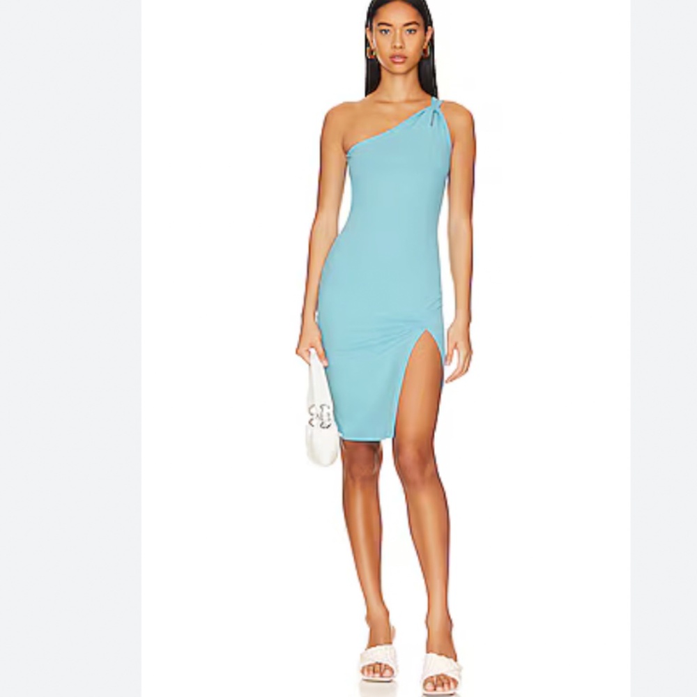 Susana Monaco One Shoulder Bodycon Mini Dress In Wave Blue‎ Size Medium